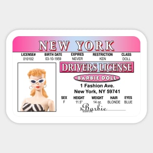 Barbie Retro ID license Sticker